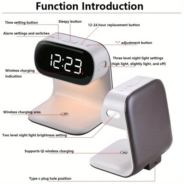 Multifunctional LED Warm Light Night Light Alarm Clock