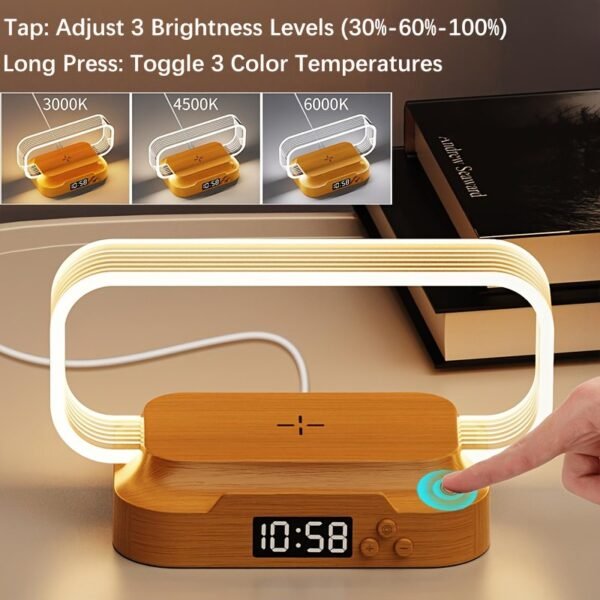 Shenzhi Tech LED 3-in-1 Wireless Charging Lamp with Digital Clock