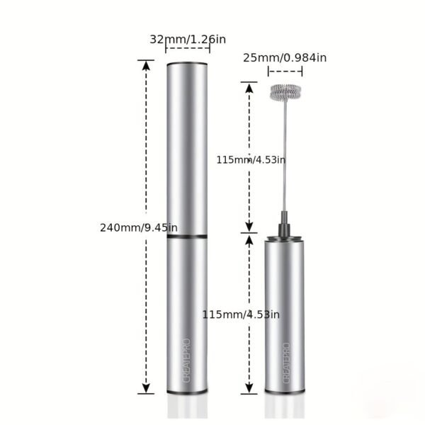Rechargeable Stainless Steel Milk Frother – 2 Speeds